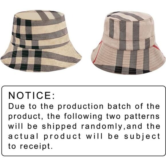 Women\'s Plaid Tartan Bucket Hat Vintage Rollable Sun Cap main image 3